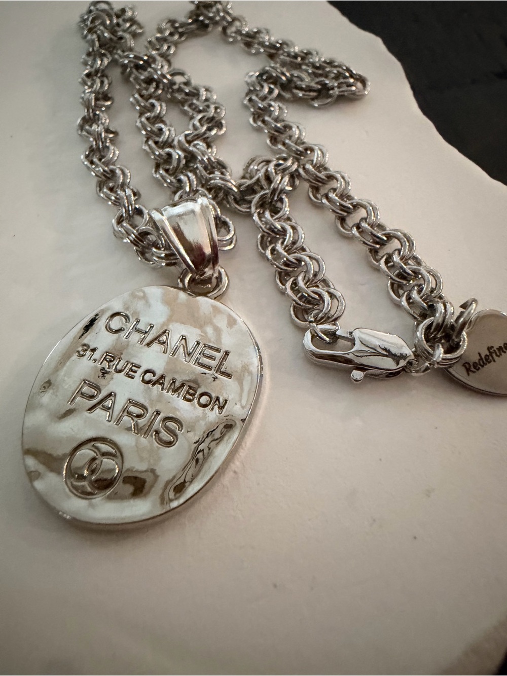 AUTHENTIC Silver 31 Rue Cambon Paris Medallion Necklace